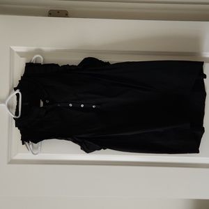 BCBG Maxazria Medium Tunic Black Pockets Ruffle Collar Flowy